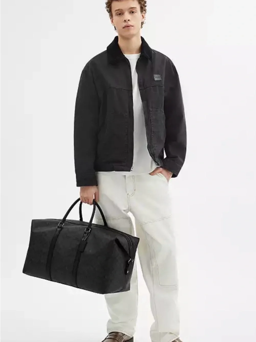 Coach Black Signature Monogram Extra Large Travel Duffle